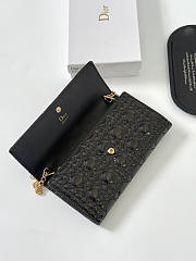 Dior Chain Wallet Black Patent 19x10.5x3.5cm - 5