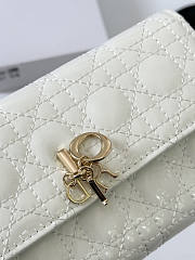 Dior Chain Wallet White Patent 19x10.5x3.5cm - 2