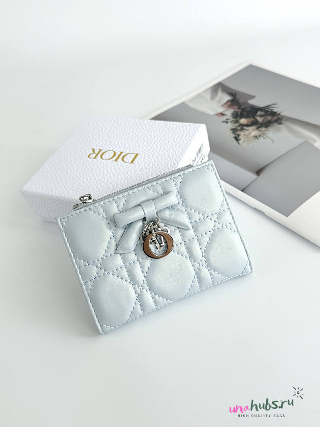 Dior Wallet White Light Blue 11.5x9x2cm - 1