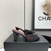 Chanel Mules Cotton & Lambskin Black 9cm - 1