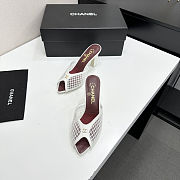 Chanel Mules Cotton & Lambskin White 9cm - 4