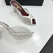 Chanel Mules Cotton & Lambskin White 9cm - 3