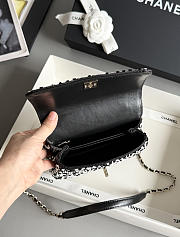 Chanel Mini Coco Handle Flap Lambskin Sequin Black White 19x13x9cm - 5