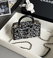 Chanel Mini Coco Handle Flap Lambskin Sequin Black White 19x13x9cm - 4