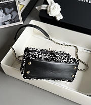 Chanel Mini Coco Handle Flap Lambskin Sequin Black White 19x13x9cm - 2