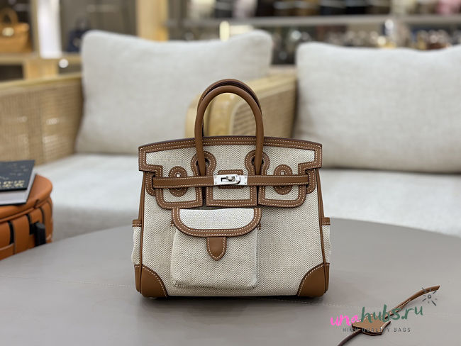 Hermes Birkin 25 Cargo Canvas Brown Silver - 1
