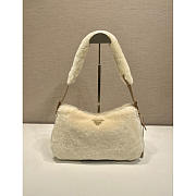 Prada White Shearling Shoulder Bag With Gold-Tone 31x18x10cm - 1