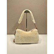 Prada White Shearling Shoulder Bag With Gold-Tone 31x18x10cm - 5