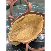 Prada Beige Raffia Brown Leather Trimmed Tote Bag 25x26x15cm - 2