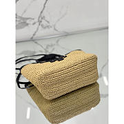 Prada Beige Raffia Black Leather Trimmed Tote Bag 25x26x15cm - 3