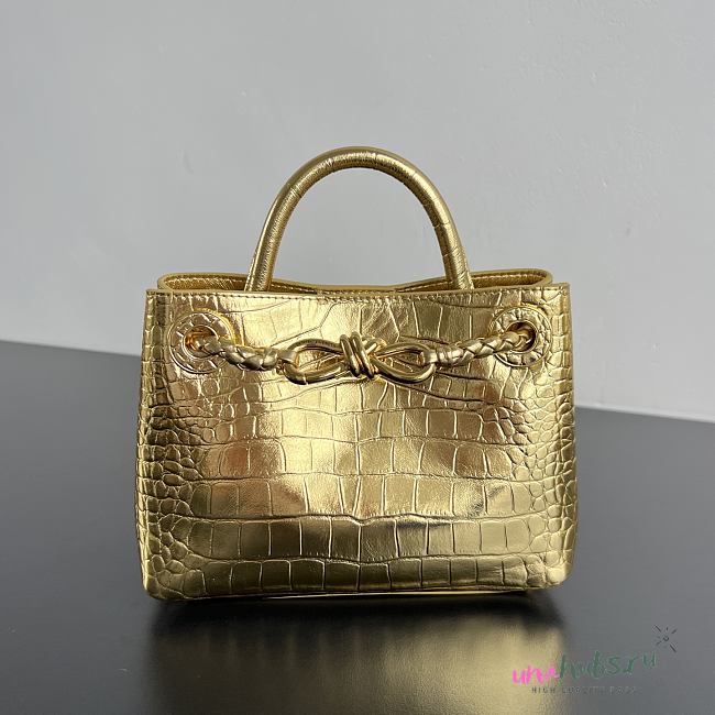 Bottega Veneta Mini Andiamo Gold Crocodile 22x9x15.5cm - 1