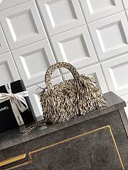 Chanel Kelly Raffia Fringe Bag 19x13x7cm - 1