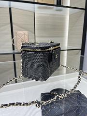 Chanel Vanity Case Raffia black 17x9.5x8cm  - Unahubs - 4
