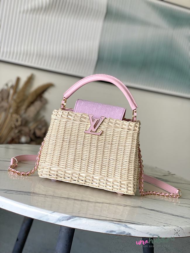 Louis Vuitton Capucines BB Raffia Pink denim 27x17.3x9cm - 1