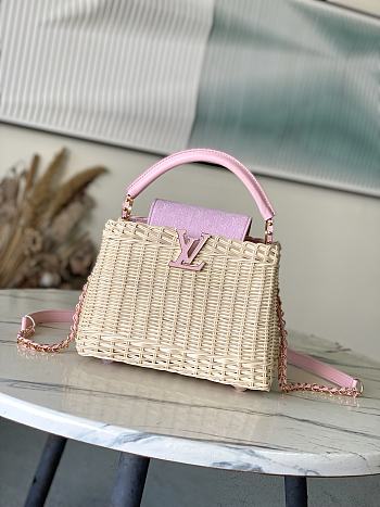 Louis Vuitton Capucines BB Raffia Pink denim 27x17.3x9cm