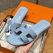Hermes Oran Blue Slides - 4