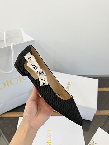 Dior J'Adior Ballet Flat Black Technical Fabric