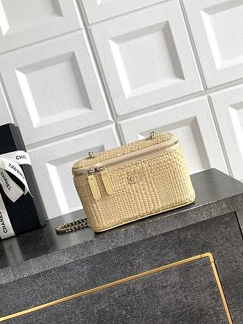 Chanel Vanity Case Raffia beige 17x9.5x8cm - Unahubs