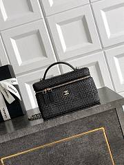 Chanel Handle Vanity Case Raffia Black 19.5x5x17cm - Unahubs - 1