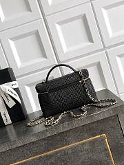 Chanel Handle Vanity Case Raffia Black 19.5x5x17cm - Unahubs - 3