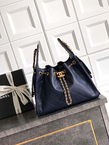 Chanel Small 25 Handbag Navy Blue Caviar Gold 30cm