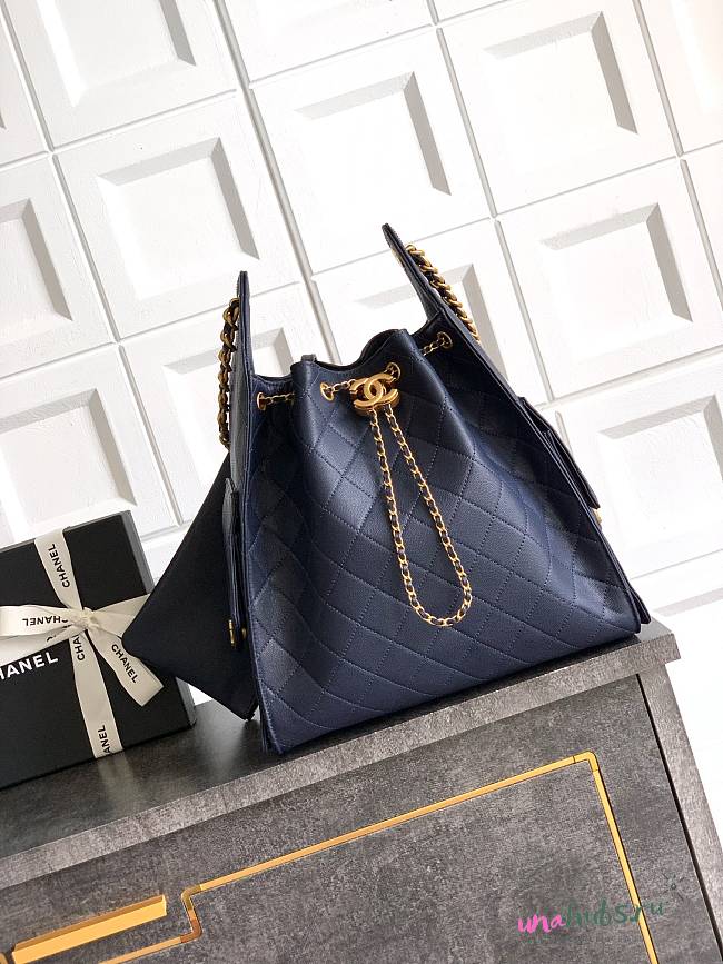Chanel Medium 25 Handbag Navy Blue Caviar Gold 40x30x15cm - 1
