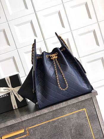 Chanel Medium 25 Handbag Navy Blue Caviar Gold 40x30x15cm