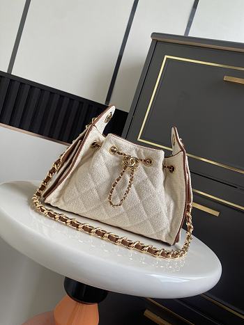 Chanel Mini 25 Hobo Bag Canvas Camel 22x20x12.5cm