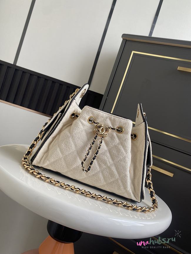 Chanel Mini 25 Hobo Bag Canvas Black 22x20x12.5cm - 1
