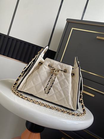 Chanel Mini 25 Hobo Bag Canvas Black 22x20x12.5cm
