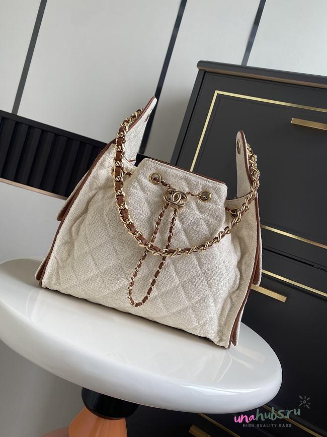Chanel Small 25 Handbag Canvas Camel 30x26x14cm - 1