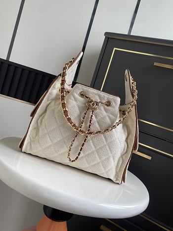 Chanel Small 25 Handbag Canvas Camel 30x26x14cm