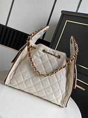 Chanel Small 25 Handbag Canvas Camel 30x26x14cm - 4