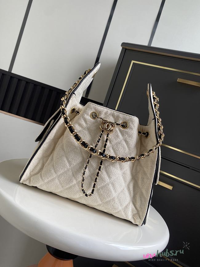 Chanel Small 25 Handbag Canvas Black 30x26x14cm - 1