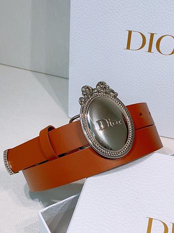 Dior Médaillon Belt Brown Silver Smooth 2.5cm