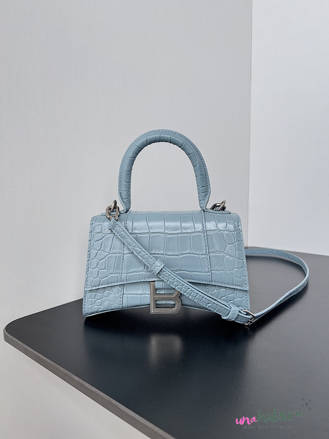Balenciaga Mini Hourglass Blue Crocodile 19x13x8cm - 1