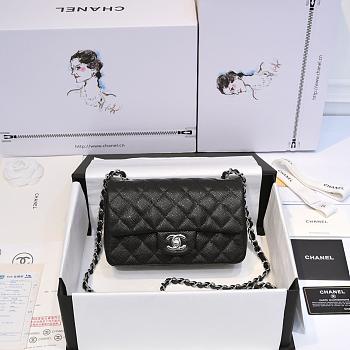 Chanel Mini Flap Bag Black Caviar Silver 20cm