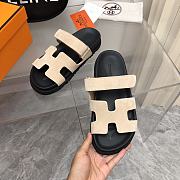 Hermes Chypre black beige suede sandal - 3