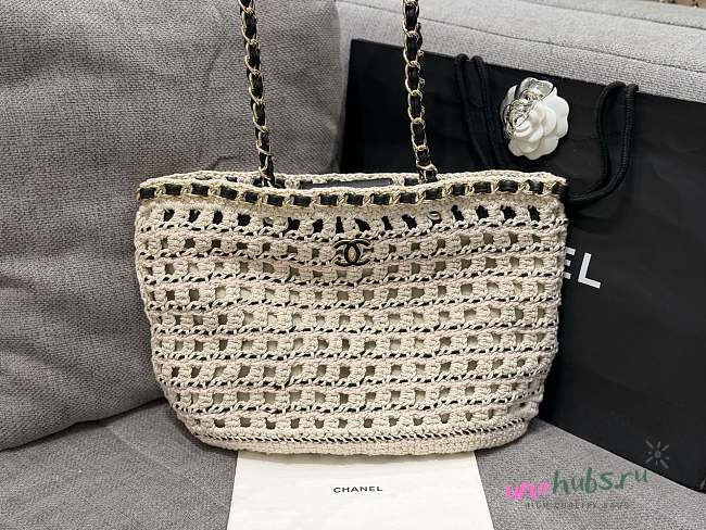 Chanel Maxi Braided Shopping Bag Raffia Tote 33x23x11cm - 1