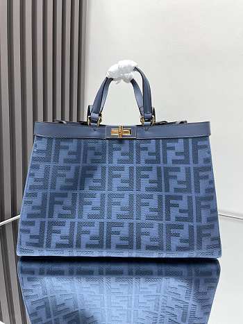 Fendi Peekaboo X-Tote Gray Canvas Bag blue 41x16x30cm