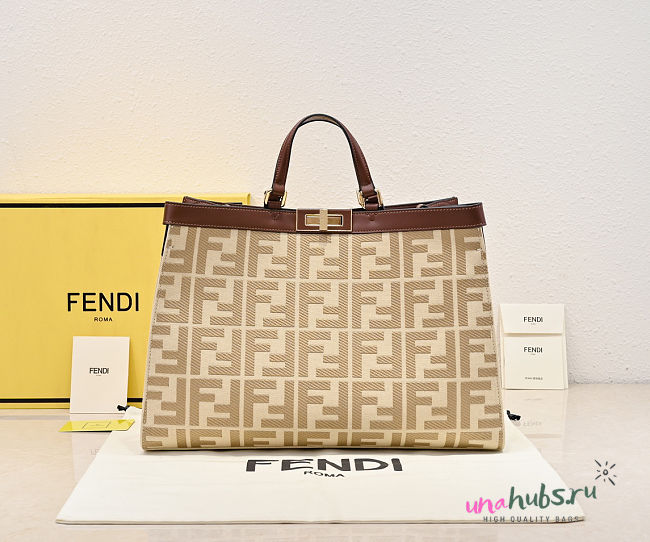 Fendi Peekaboo X-Tote Gray Canvas Bag beige 41x16x30cm - 1