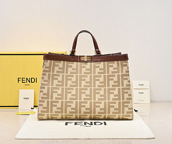 Fendi Peekaboo X-Tote Gray Canvas Bag beige 41x16x30cm