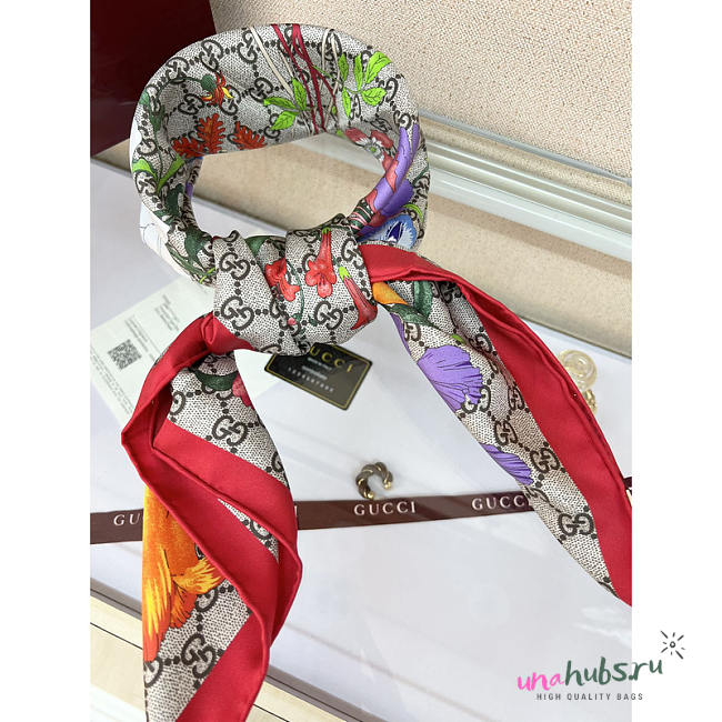 Gucci GG Flora Print Silk Scarf Multicolor - 1