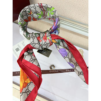 Gucci GG Flora Print Silk Scarf Multicolor