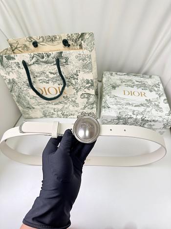 Dior Médaillon Belt White Silver Smooth 2.5cm