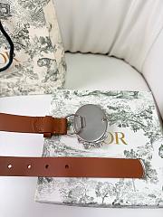 Dior Médaillon Belt Brown Silver Smooth 2.5cm - 2