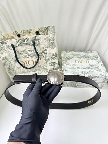 Dior Médaillon Belt Black Silver Smooth 2.5cm