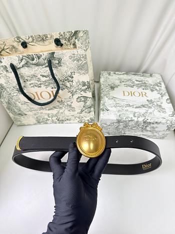 Dior Médaillon Belt Black Smooth 2.5cm