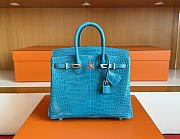 Hermes Birkin 25 blue silver Crocodile 25cm - 5