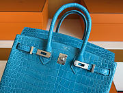 Hermes Birkin 25 blue silver Crocodile 25cm - 3